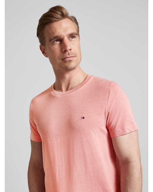 Tommy Hilfiger T-Shirt mit Label-Stitching in Pink für Herren