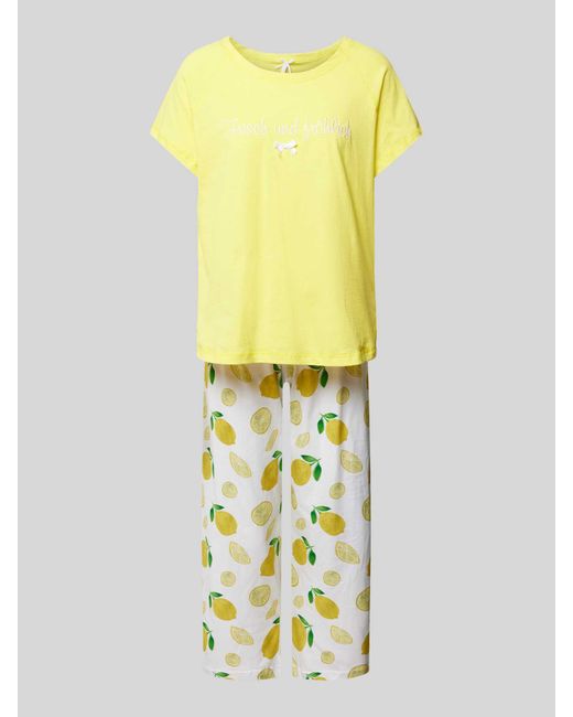 Louis & Louisa Pyjama mit Statement-Stitching Modell 'Frisch und fröhlich' in Yellow für Herren