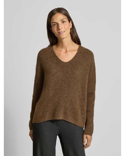 Mos Mosh Brown Oversized Strickpullover mit gerippten Abschlüssen Modell 'THORA'