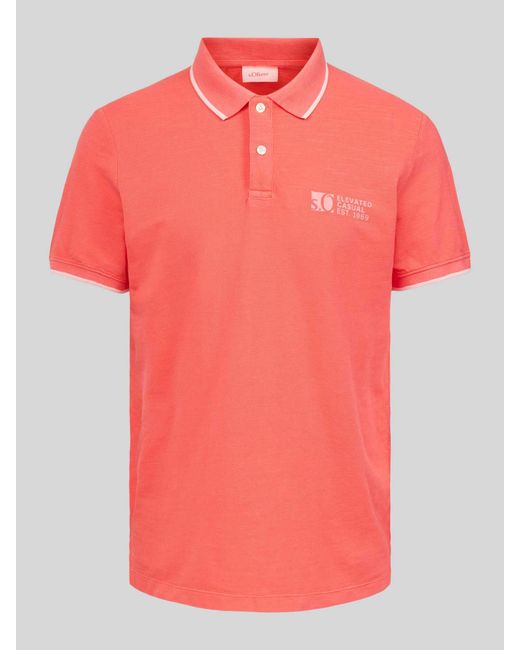 S.oliver Regular Fit Poloshirt Met Labelprint in het Pink voor heren