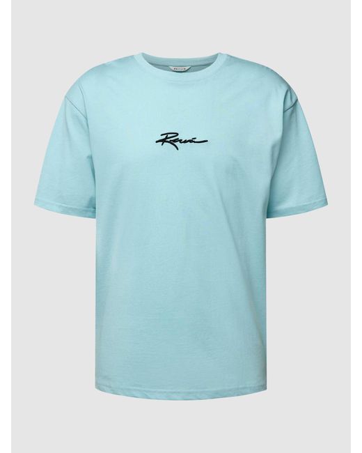 Review T-Shirt mit Label-Schriftzug in Blue für Herren