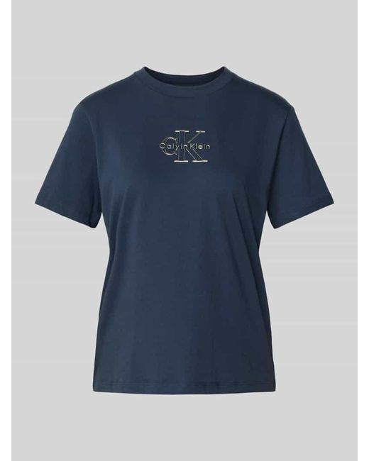 Calvin Klein Blue T-Shirt mit Label-Print