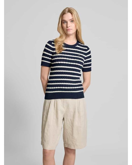 Tommy Hilfiger Blue Regular Fit Strickpullover aus reiner Baumwolle