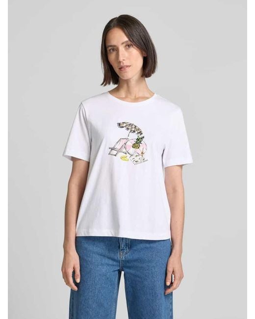 Marc Cain White T-Shirt mit Motiv-Print