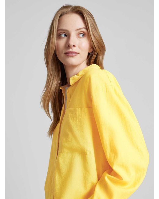 Soya Concept Yellow Leinenhemdbluse mit Brusttasche Modell 'Ina'