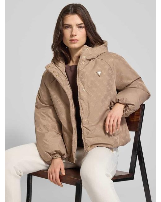 Guess Natural Regular Fit Jacke mit Logo-Applikation Modell 'Boxy'