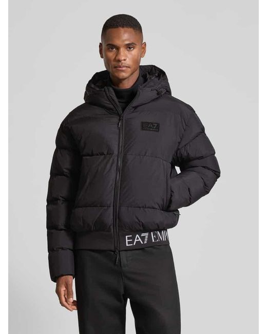 EA7 Steppjacke mit elastischem Logo-Bund in Black für Herren