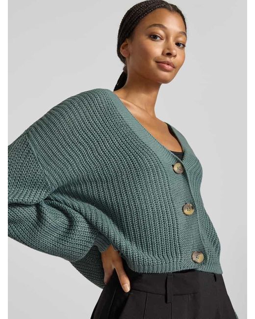 ONLY Green Regular Fit Strickjacke mit überschnittenen Schultern MODELL 'CAROL'