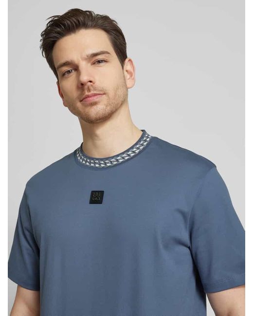 HUGO T-Shirt mit Motiv-Print Modell 'Deternal' in Blue für Herren