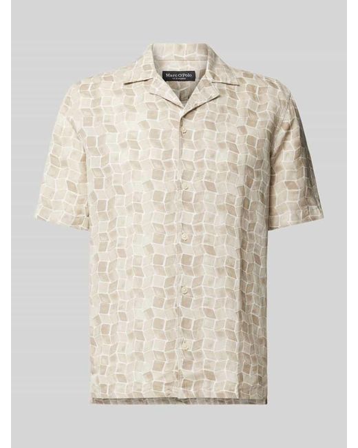 Marc O' Polo Regular Fit Leinenhemd mit Allover-Print in Natural für Herren