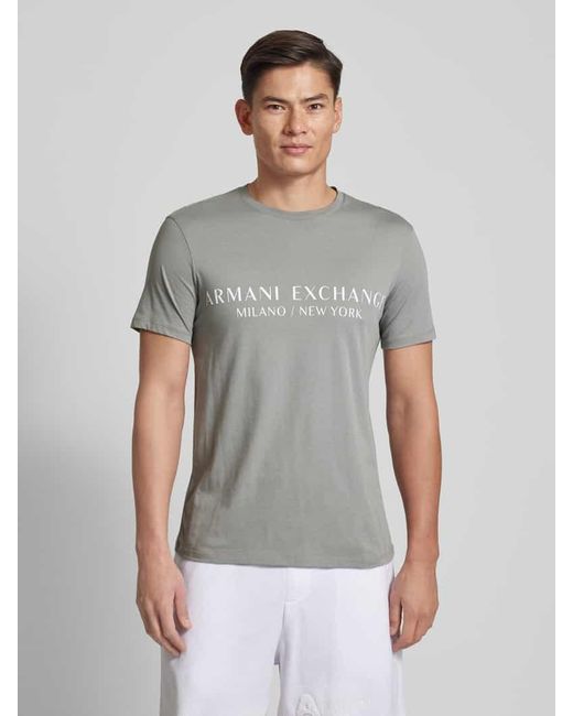 Armani Exchange T-Shirt mit Label-Print Modell 'milano/nyc' in Gray für Herren
