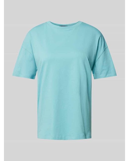 QS Blue T-Shirt mit geripptem Rundhalsausschnitt