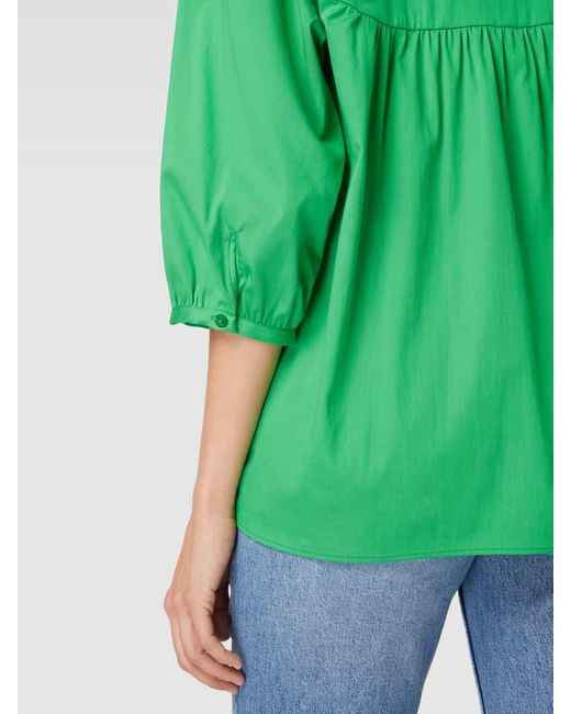 Milano Italy Green Blusenshirt mit V-Ausschnitt