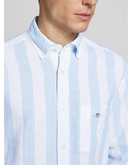 Gant Regular Fit Vrijetijdsoverhemd Met Borstzak in het Blue voor heren