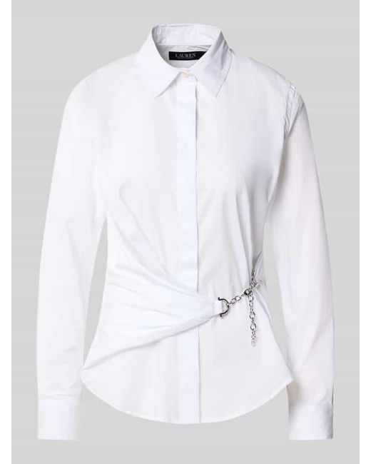 Ralph Lauren White Regular Fit Hemdbluse mit Ketten-Detail Modell 'Coniah'