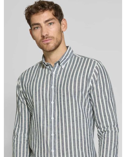 Lindbergh Slim Fit Freizeithemd mit Button-Down-Kragen in Blue für Herren