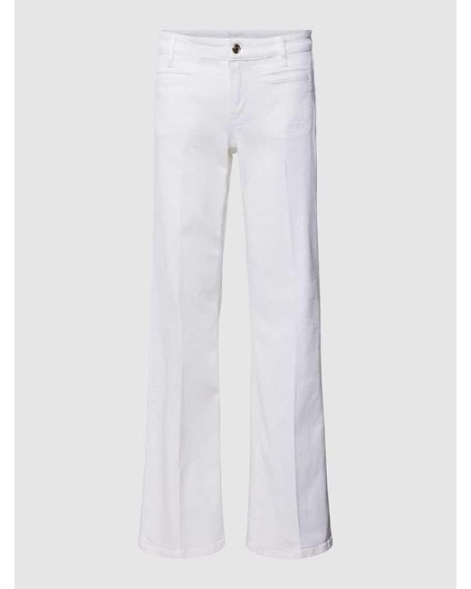Cambio White Wide Fit Jeans mit Knopf- und Reißverschluss Modell 'TESS'
