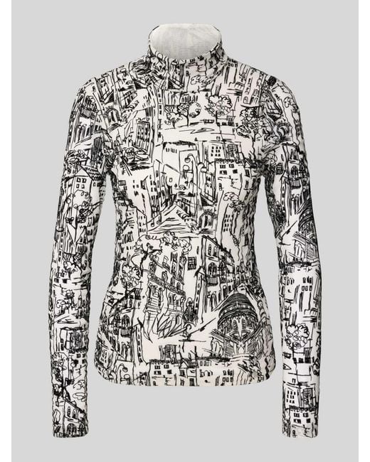 Marc Cain Shirt Met Lange Mouwen En Opstaande Kraag in het Gray