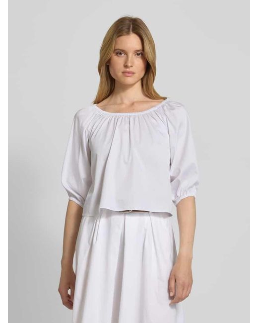 Zero White Regular Fit Bluse mit 3/4-Arm