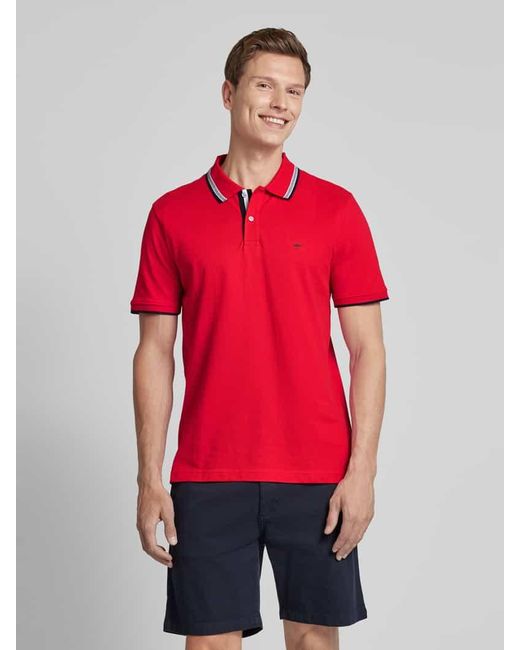 Fynch-Hatton Regular Fit Poloshirt mit Kontraststreifen in Red für Herren