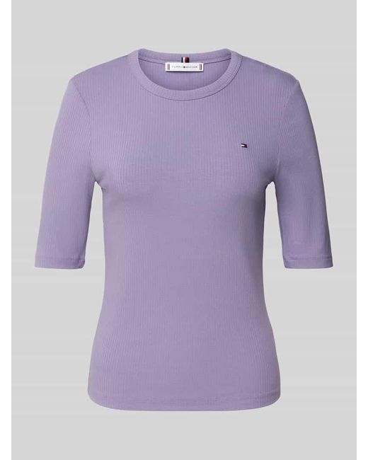 Tommy Hilfiger Purple Slim Fit T-Shirt aus Viskose-Mix