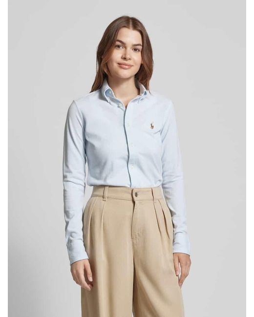Polo Ralph Lauren Blue Bluse mit Button-Down-Kragen