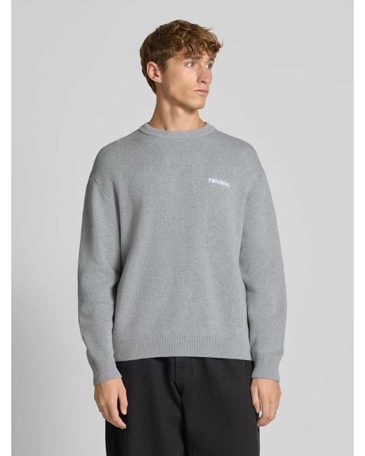 Review Strickpullover mit Label-Stitching in Gray für Herren