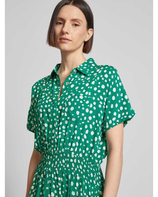 Apricot Green Hemdblusenkleid aus Viskose mit Allover-Muster
