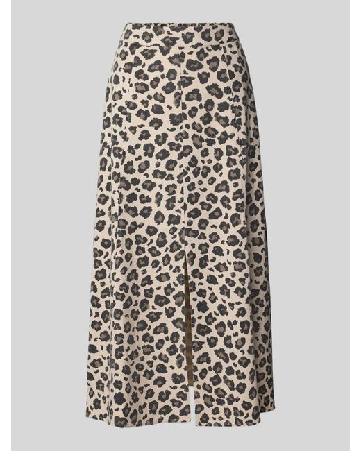 Freequent Midirok Van Een Mix Van Viscose En Linnen Met Loopsplit in het White