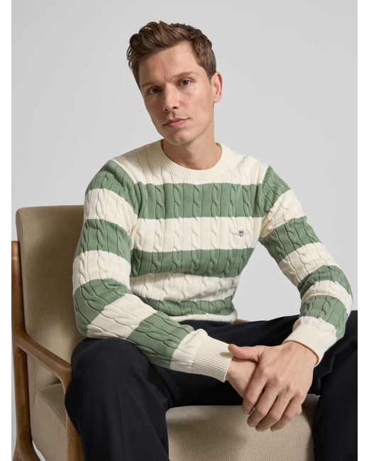 Gant Gebreide Pullover Met Labelstitching in het Green voor heren