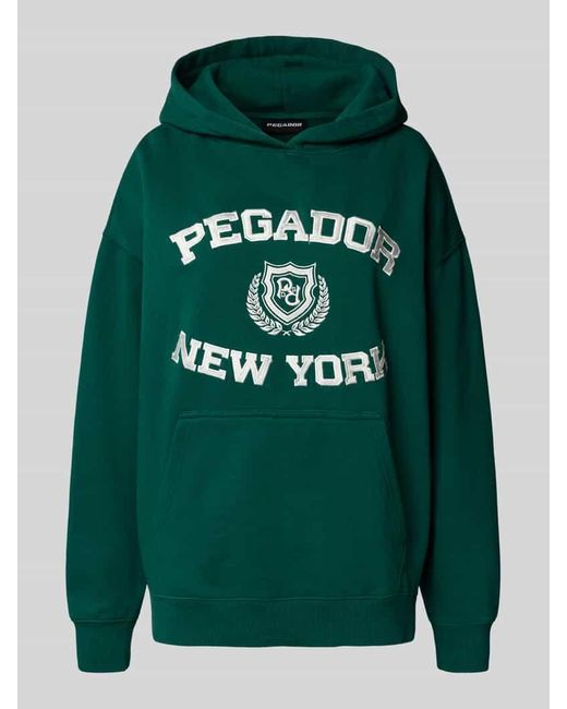 PEGADOR Green Oversized Hoodie mit Logo-Stitching Modell 'Frieda'