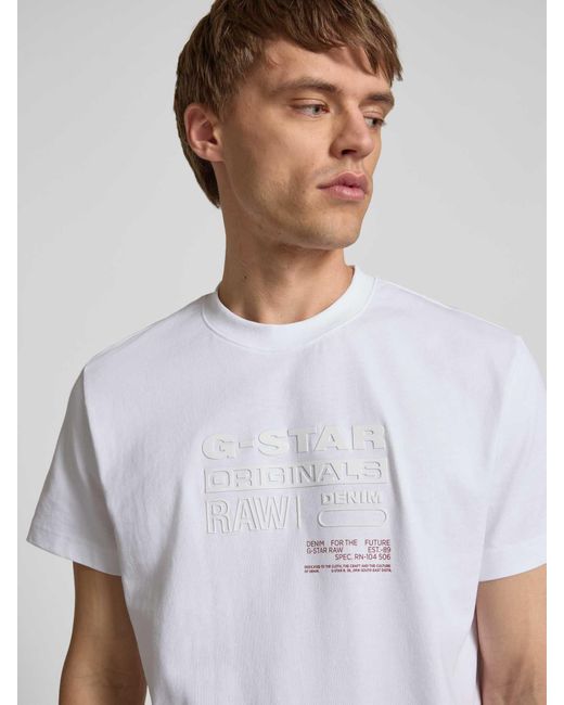 G-Star T-Shirt Met Labelprint, Model 'Originals' in het White voor heren