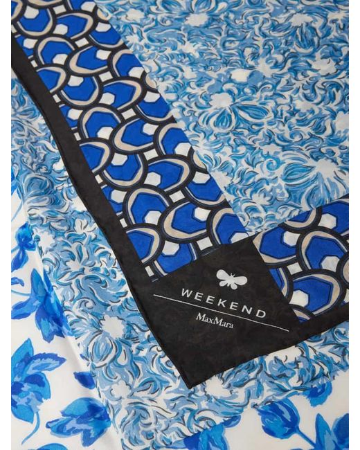Weekend by Maxmara Blue Schal aus Modal-Seide-Mix mit Label-Detail Modell 'SARONG'