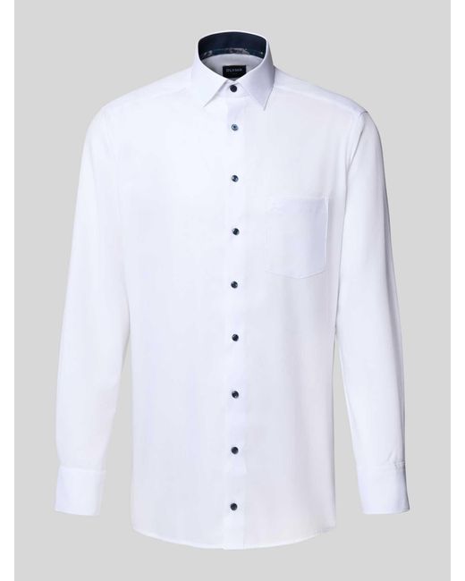 Olymp Modern Fit Zakelijk Overhemd Met Kentkraag in het White voor heren