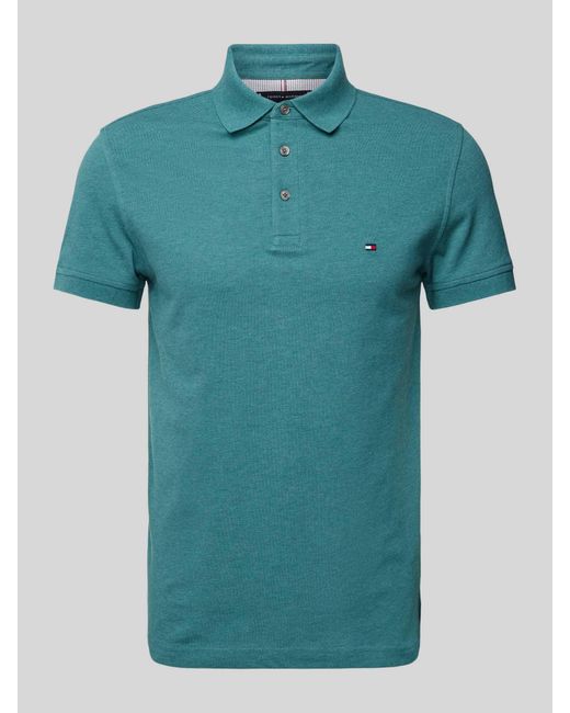 Tommy Hilfiger Slim Fit Poloshirt Met Labelstitching in het Green voor heren
