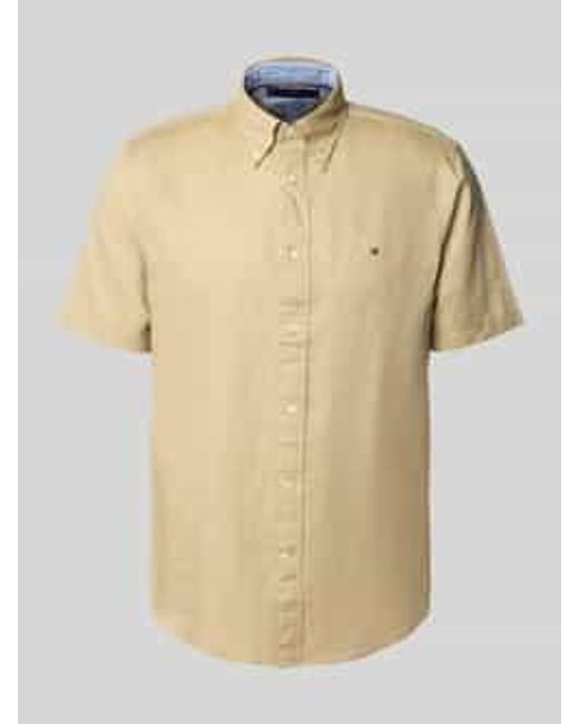 Tommy Hilfiger Regular Fit Vrijetijdsoverhemd Van Een Mix Van Katoen En Linnen in het Natural voor heren