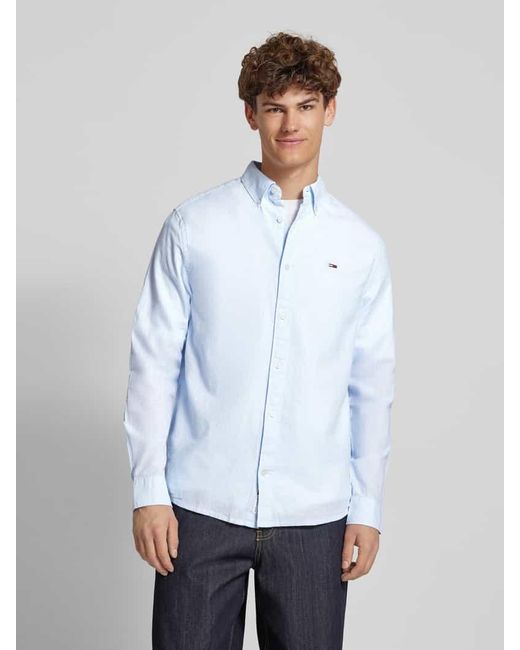 Tommy Hilfiger Regular Fit Freizeithemd aus Baumwoll-Leinen-Mix mit Button-Down-Kragen in White für Herren