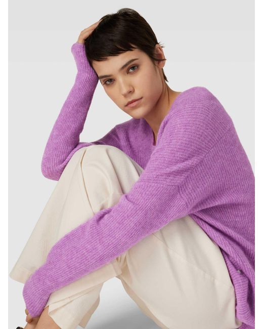 Mos Mosh Oversized Gebreide Pullover Met V-hals in het Purple