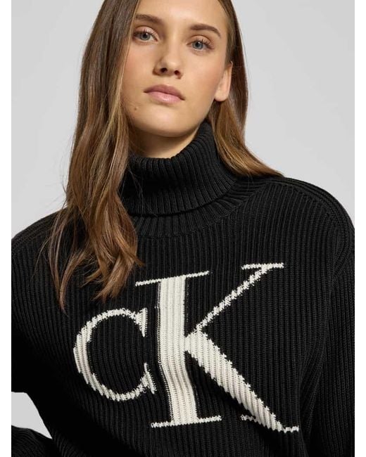Calvin Klein Black Strickpullover mit Rollkragen