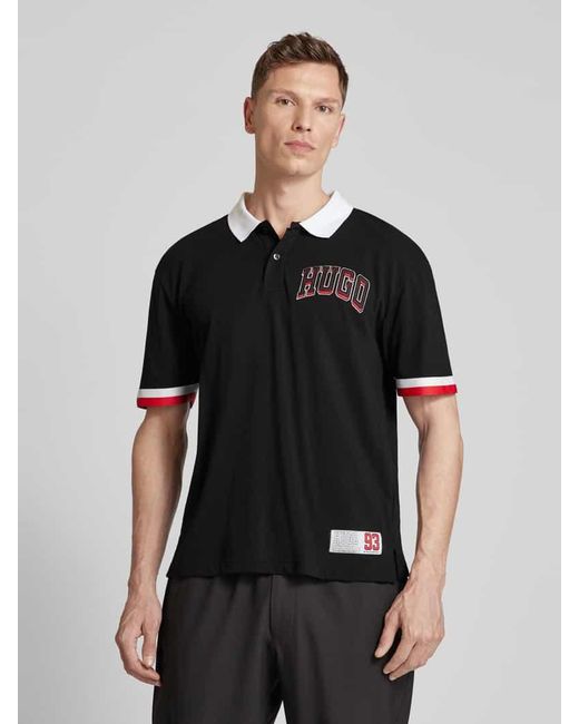 HUGO Regular Fit Poloshirt mit Label-Stitching Modell 'Dillet' in Black für Herren