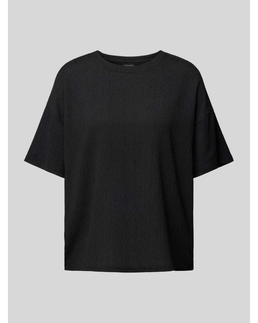 Pieces Black T-Shirt mit Strukturmuster Modell 'LUNA'