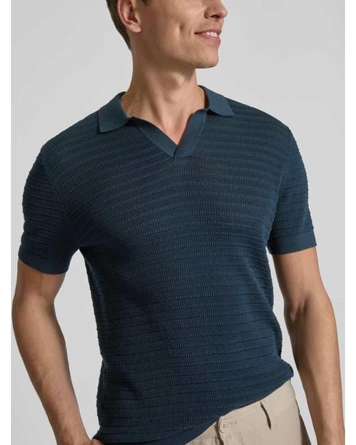 Drykorn Regular Fit Poloshirt mit V-Ausschnitt Modell 'BRAIAN' in Blue für Herren