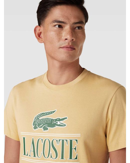 Lacoste T-shirt Met Labelprint in het Natural voor heren