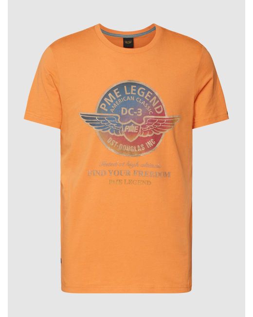 PME LEGEND T-shirt Met Ronde Hals in het Orange voor heren