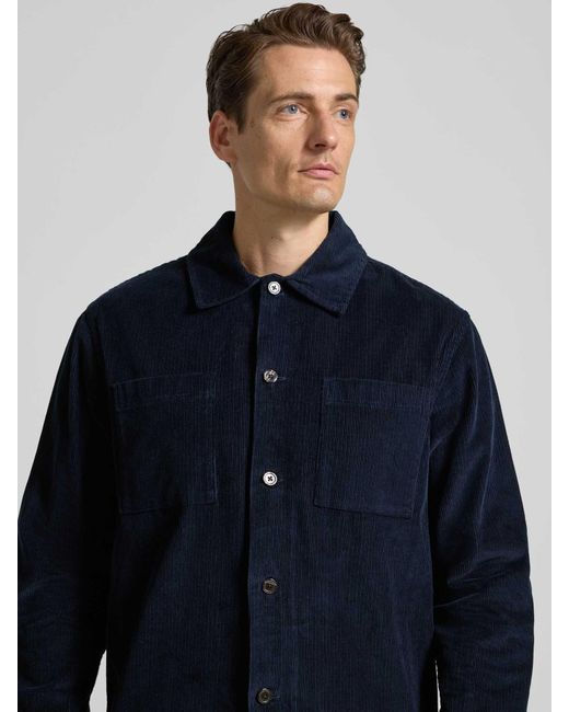 SELECTED Regular Fit Overhemdjack Van Puur Katoen, Model 'Regtate' in het Blue voor heren