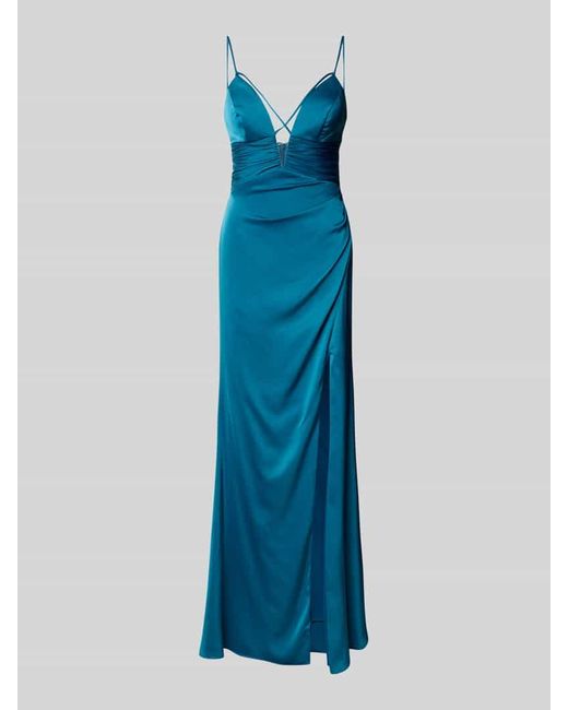 Luxuar Blue Abendkleid mit seitlicher Raffung