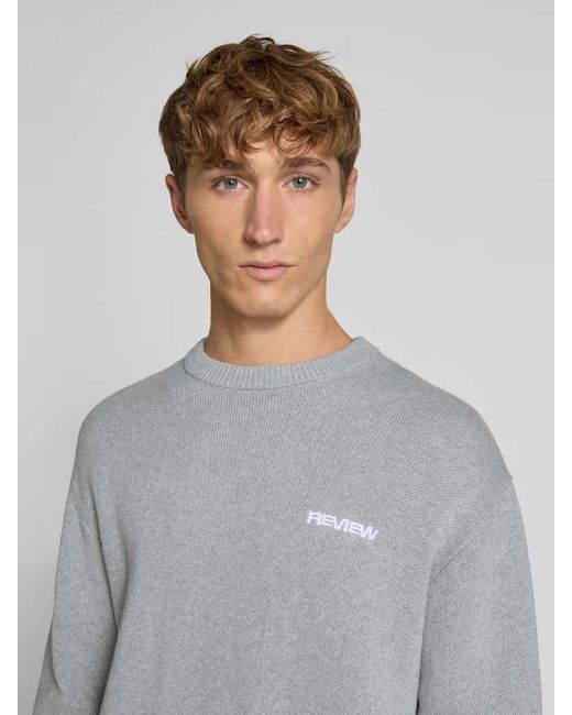 Review Strickpullover mit Label-Stitching in Gray für Herren