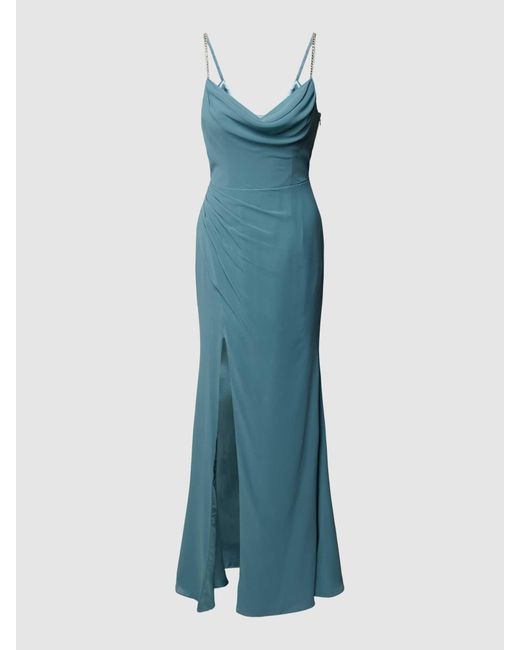Luxuar Blue Abendkleid mit seitlicher Raffung