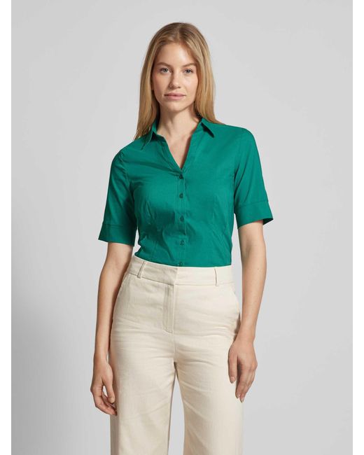 MORE&MORE Green Bluse mit Umlegekragen