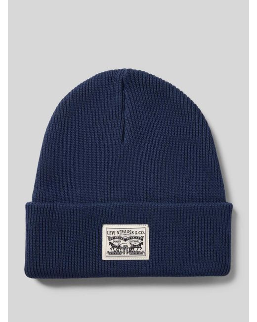 Levi's Muts Met Logopatch, Model 'Beanie' in het Blue voor heren